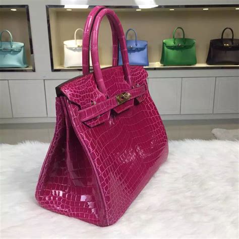 hermes crocodile pink bag|Hermes bag crocodile skin price.